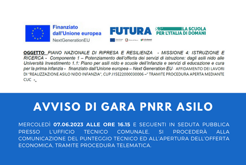 AVVISO CONVOCAZIONE SEDUTA DI GARA ASILO